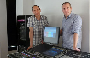 Tonspur's Hansjürg Meier with James Bradley of DiGiCo